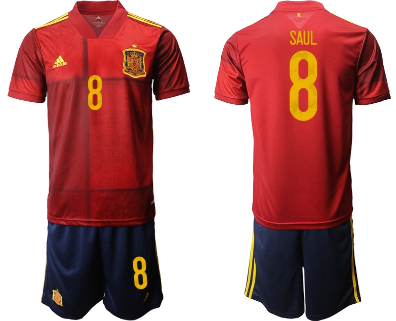 Men 2021 European Cup Spain home red #8 Soccer Jersey